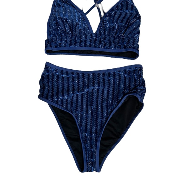 CUPSHE Mysterious Sea Cross Back Bikini Top & Standard Bottoms Set Size S - Picture 2 of 8